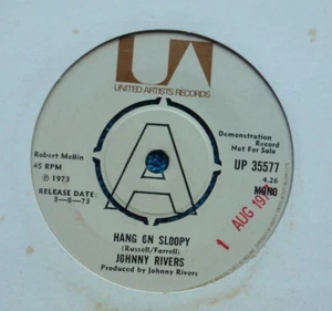 JOHNNY RIVERS-HANG ON SLOOPY 1974 DEMO 7" - Picture 1 of 1