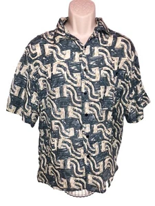 Montage Blue Abstract Hawaiian Men’s Casual Shirt Size M SILK Soft Light Weight - Picture 1 of 4
