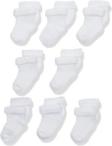 Gerber Baby Size 0-3 Months White Made With Organic Cotton Socks 8 Pack - Picture 1 of 4