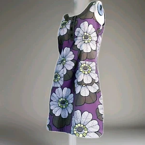 BODEN dress/tunic "stunning" canvas cotton floral Purple Wisteria hazelnut Uk12r - Foto 1 di 10