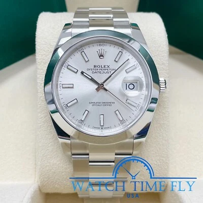 Rolex 126300 Datejust 41 mm Oyster índice de plata acero inoxidable banda Oyster Foto 1 de 4