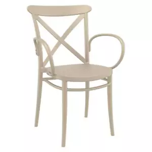 Cross XL Resin Outdoor Arm Chair Taupe, Set of 2 - Picture 1 of 6