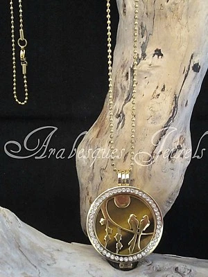 GENUINE STERLINA MI MILANO NECKLACE/PENDANT MOON/BIRD/TIGER EYE COIN/MONEDA AJMM - Image 1 of 4