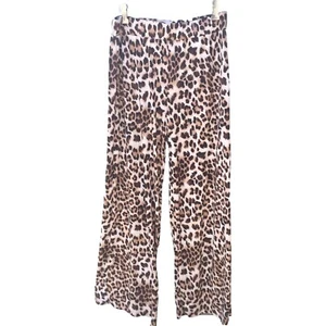 Stretch High Rise Flare Pant Cheeta Print Size L 36” Wide Leg Flow Leggings - Picture 1 of 3