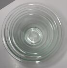 Vintage Pyrex Nesting Mixing Bowls Clear Glass w/ Hint of Blue/Green Set Of 3
