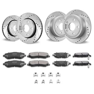Drilled Slotted Front&Rear Brake Rotors Pads Kit for 07-2017 Jeep Wrangler - Picture 1 of 7