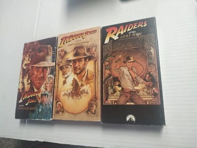 Indiana Jones Trilogy VHS Raiders of the Lost Ark Lot of 3 Tested Working Vtg - Image 1 of 4