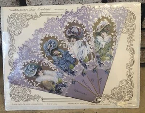 Jahrhundertwende Fan Grüße 1901 alte Druckfabrik 1978 NEU versiegelt 14"x10' - Bild 1 von 7