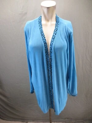 Cárdigan suelto Citiknits talla 1X azul manga larga elástico frente abierto 542 Foto 1 de 4