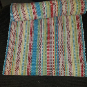 Pioneer Woman Table Runner Woven striped farmhouse chic 13x60" blue red yellow g - Picture 1 of 1