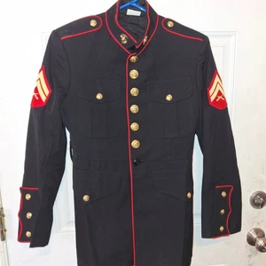 USMC Dress Blue Uniform Blouse Coat 37S Corporal Blues w buttons & EGAs Marines - Picture 1 of 1