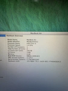 MacBook Air A1466 "Core i5" 1.4 13" (Early 2014) Motherboard - Picture 1 of 5