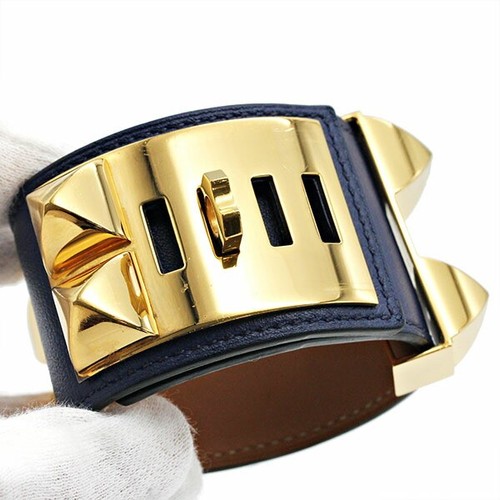 HERMÈS Bracciale HERMES Collier de Chien taglia S Veau Swift pelle GP blu zaffiro blu navy