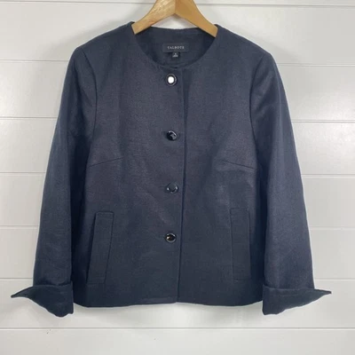Chaqueta Talbots Mujer 8 Mezcla de Lino Forrada con Botones Prendas de Trabajo Blazer Bolsillo Foto 1 de 4