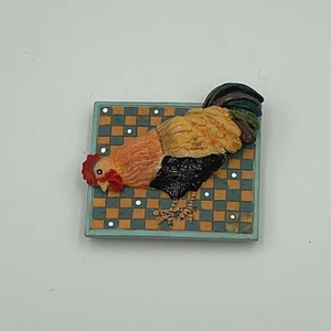 Rooster Checkerboard Square Farm Chicken Bird Magnent - Picture 1 of 3