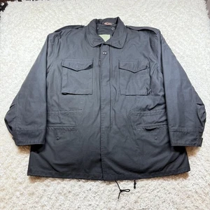 Vintage Tru-Spec Field Coat Men XL Black Cold Weather Military M65 w/ Liner 90's - Picture 1 of 16