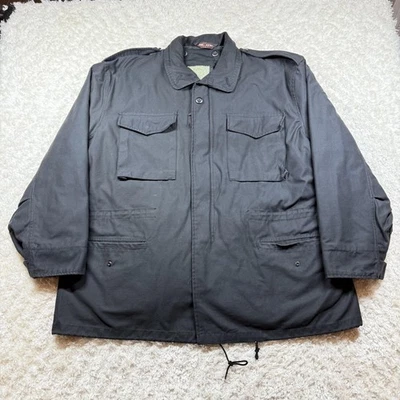 Vintage Tru-Spec Field Coat Men XL Black Cold Weather Military M65 w/ Liner 90's - Image 1 of 4
