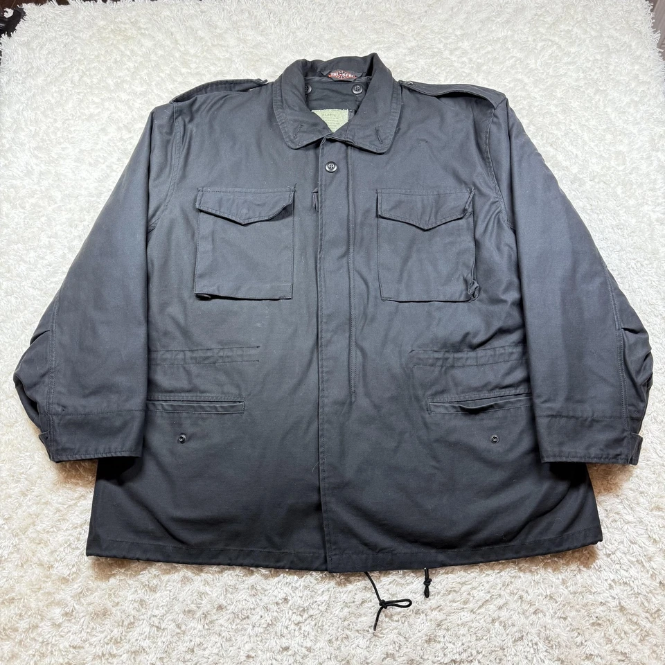 Vintage Tru-Spec Field Coat Men XL Black Cold Weather Military M65 w/ Liner 90's - Image 1 of 4