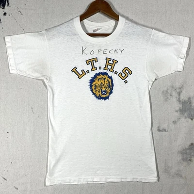 VINTAGE 50s 60s Champion Running Man T Shirt Mens M Phys Ed PE Gym Lion - Image 1 of 4