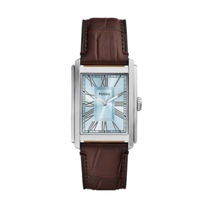 Orologio Uomo FOSSIL CARRAWAY FS6110 Vera Pelle Marrone Celeste - Foto 1 di 3