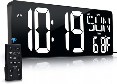 Reloj De Pared Digital Grande 17.2" Con Control Remoto Reloj Digital Con Pantal - Image 1 of 4