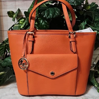 Bolso de Mano Michael Kors Nuevo con Etiquetas Tangerine Jet Set Foto 1 de 4