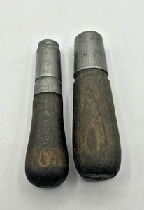 Vintage Lot of 2 Wooden File Handles ~ Lutz + Unmarked - Bild 1 von 3