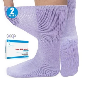 Extra Width Diabetic Socks Men Women-2 Pairs Wide Edema Sock for Swollen Feet... - Picture 1 of 6