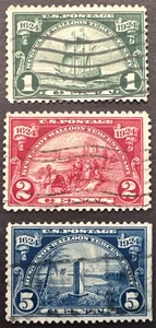 US 1924 Sc# 614-616 Set of 3 Used Stamps Hueguenot Walloon Tercentenary - Picture 1 of 2