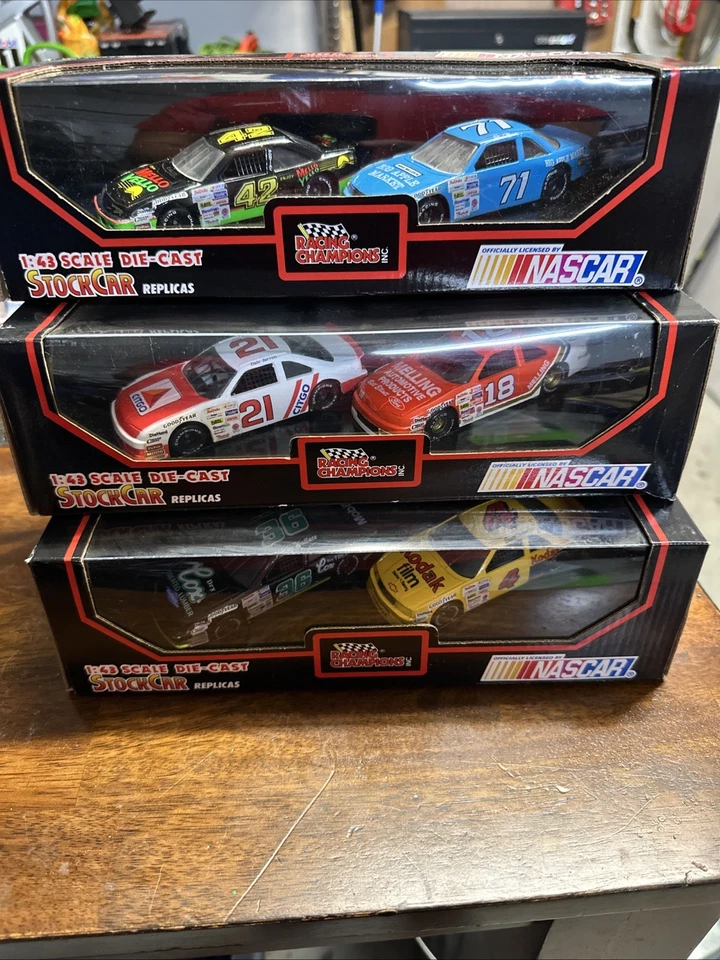 1:43 Scale Dual NASCAR Stock Cars Lot Of 3 Boxes /6 Cars Racing Champions - Image 1 of 4