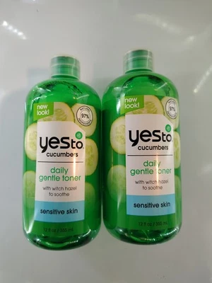 (2件装)Yes To Cucumbers日常温和爽肤水带女巫淡褐色敏感肌肤12盎司 — 第 1/2 张图片