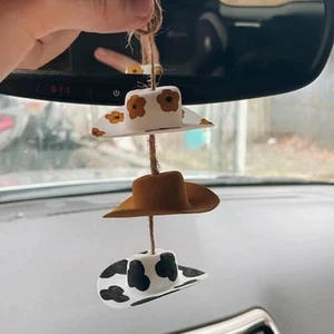 Cowboy Hat Car Charm,Country Rear View Mirror Hanging Accessories,Sunflower Cowg - Picture 1 of 8