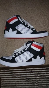 ADIDAS-ORIGINAL HARDCOURT SNEAKERS-SIZE 13 MEN'S-HIGH TOP-WHITE/RED/BLACK - Picture 1 of 12