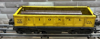 1939-42 VINTAGE PREWAR LIONEL #3652 O GAUGE YELLOW OPERATING GONDOLA, As Is - Image 1 of 4