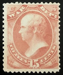 US 1873 #O90 Rose 15c War Dept Official Ex NG MNG - Picture 1 of 3