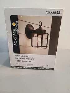 Portfolio Outdoor Wall Mount Lantern Matte Black Finish Frosted Glass 0338648 - Picture 1 of 3