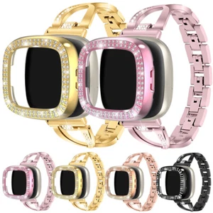 For Fitbit Versa 2 3 4 Sense Bling Diamond Stainless Steel Watch Band Strap Case - Picture 1 of 41