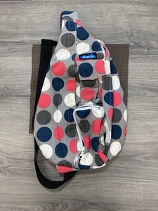 KAVU Got Dots Rope Bag Cotton Canvas Adjustable Shoulder Sling Backpack - Picture 1 of 8