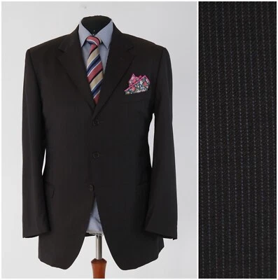 Abrigo Deportivo Para Hombres MASSIMO DUTTI 44L Talla EE. UU. Rayas Marrón Oscuro Lana Blazer Chaqueta Foto 1 de 4