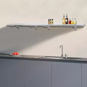 Folding Concession Shelf 96'' x 12'' Stainless Steel Shelf Serving Folding Shelf - Picture 1 of 16