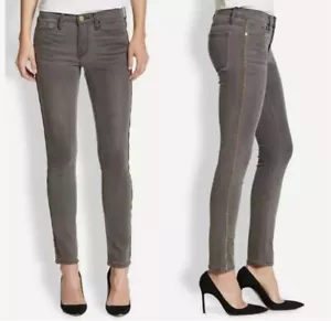 Frame Thatcher Le Skinny de Jeanne Zipper Trimmed Gray Wash Jeans size 26 - Picture 1 of 9