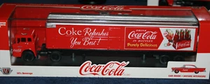 M2 MACHINES COCA COLA 1957 FORD C600&1957 FORD FAIRLANE 500 IN TRAILER - Picture 1 of 7