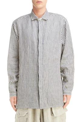 NWOT Yohji Yamamoto Linen Work Wear Striped Mens Shirt Sz 2 - Image 1 of 4