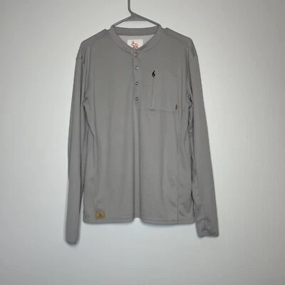 Western Rise Shirt Mens L Gray Snap Henley Long Sleeve Zip Pocket Thumbhole - Image 1 of 4