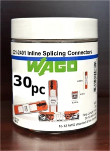 WAGO 221-2401 Inline Splicing Connectors 30ct in a Reuseable Jar - Picture 1 of 7