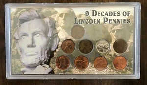 9 Decades Of Lincoln Pennies in Case - Picture 1 of 2