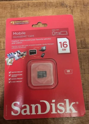 Brand New SanDisk 16GB Class 4 microSDHC Card SDSDQ-016G-A11M - Image 1 of 2