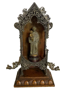 Antique Devotional Home Altarpiece Shrine Chapel Saint Anthony Lost Item Prayer - Picture 1 of 15