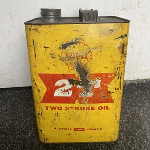 Shell 2T Two Stroke Oil X-100 1 Gallon Tin Vintage Rare Petrol Collectable - Picture 1 of 13