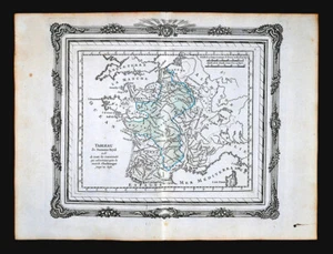 1766 Zannoni Map France Sovereignties after Death of Charlemagne in 898 Berry et - Picture 1 of 3